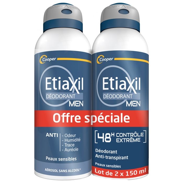 Etiaxil Déodorant Men AntiTranspirant Contrôle 48h Lot de 2 x 150ml Cdiscount Au quotidien