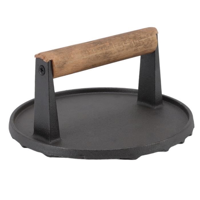 Presse à Hamburger JSKWIKE En Fonte Aluminium - 12cm - 100 Papiers Anti-adhésifs Inclus - Pour BBQ