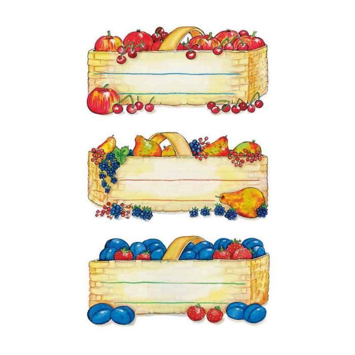 Etiquettes de cuisine - HERMA - Corbeille de fruits - 76 x 35mm - Multicolore - Papier