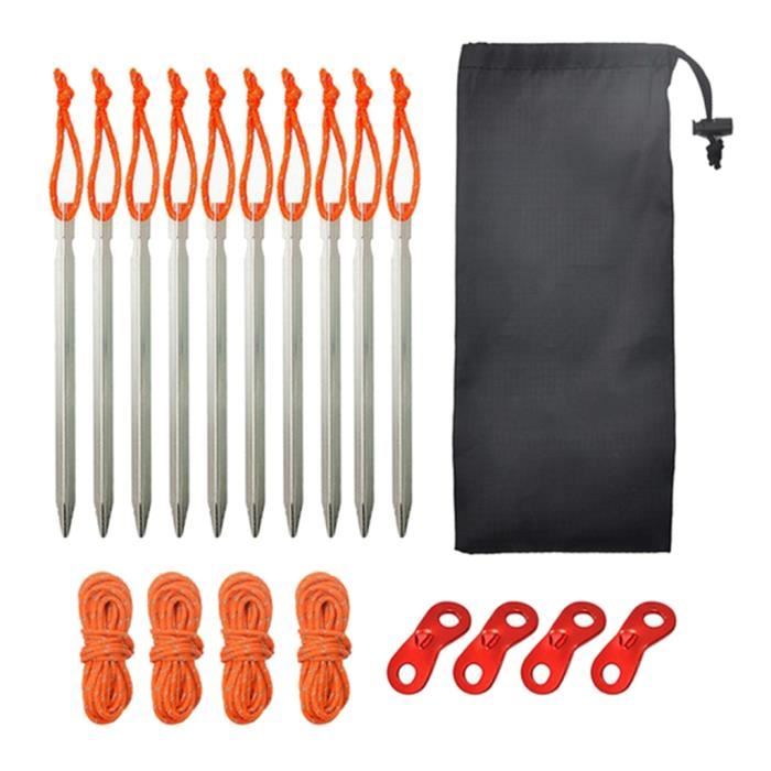 Ahsado Piquets Tente, Sardines Tente Camping 18 cm avec Pochette de Rangement, Lot de 12