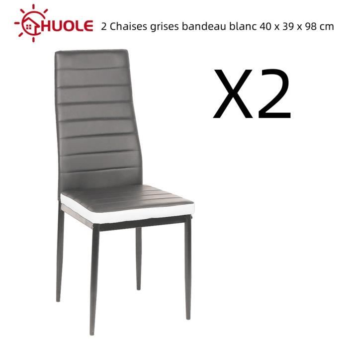 chaises de salle à manger - huole - lot de 2 - gris - bandeau blanc - confortables et design