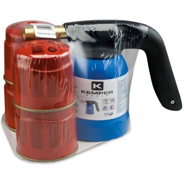 kit lampe à souder - kemper - allumage manuelle - 4 cartouches de gaz 190g