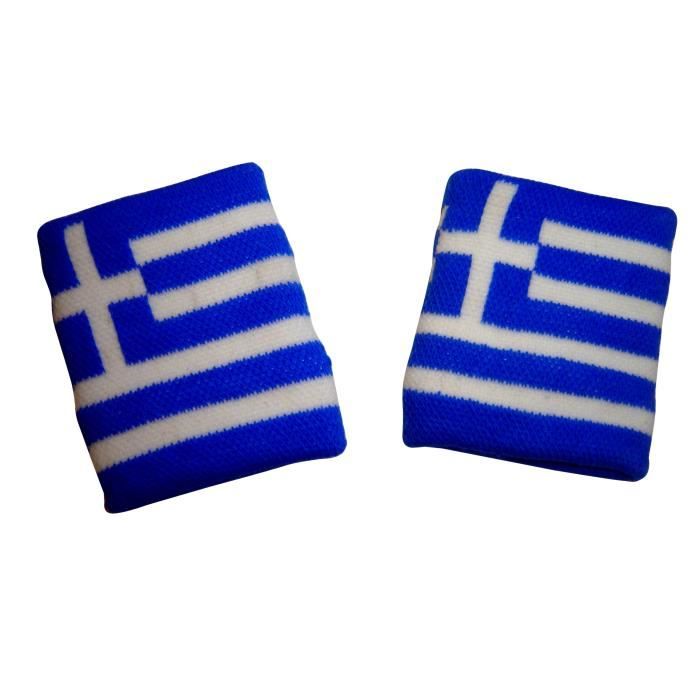 lot 2 bracelets grece grec poignet éponge sport football jogging tennis no maillot drapeau écharpe fanion casquette ...