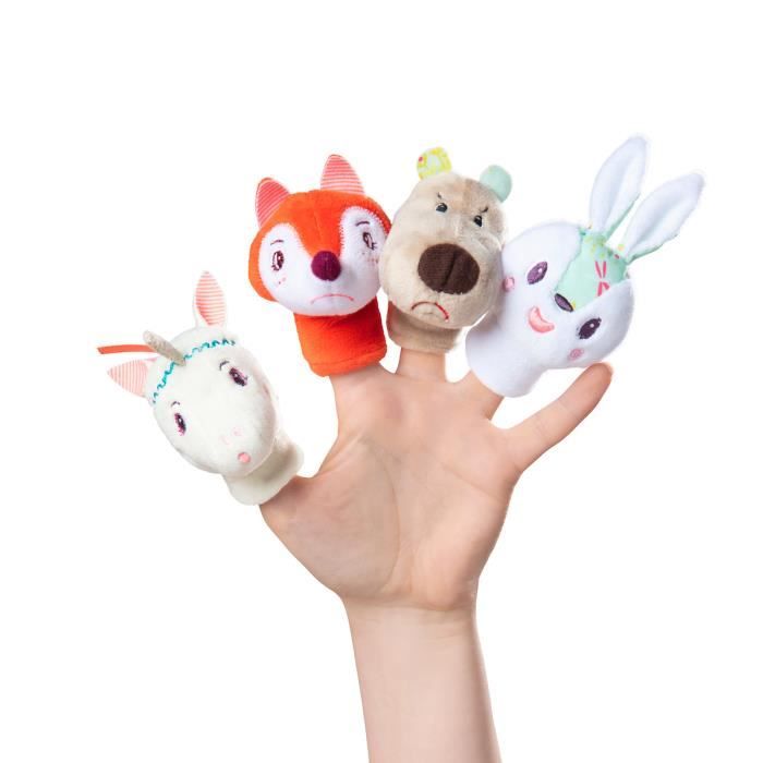 marionnettes à doigts forêt lilliputiens - set de 4 - bébé 12 mois et plus - couleurs douces et expressives