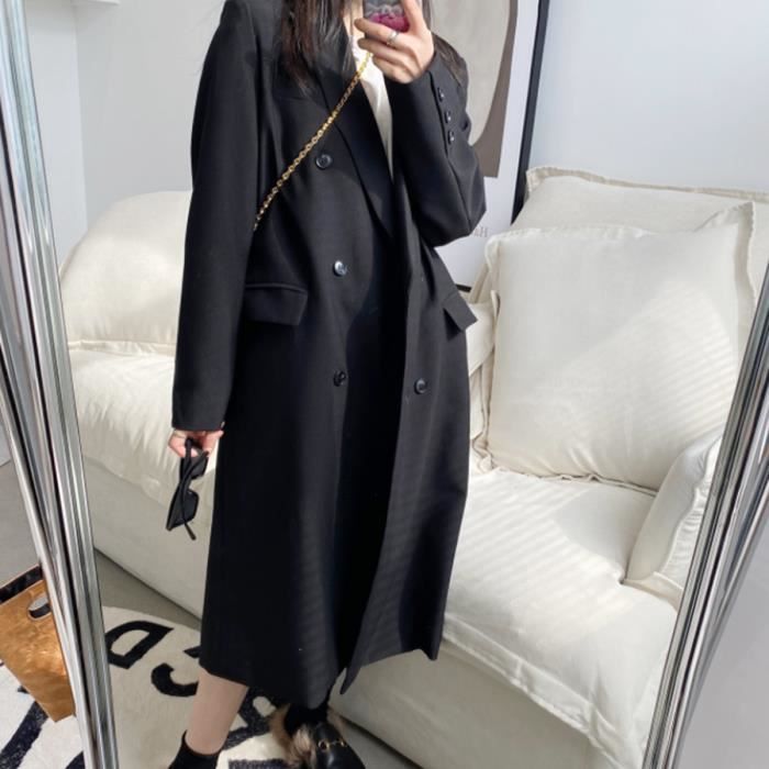 Trench Femme Veste Revers à Double Boutonnage Longue Manteau Mode Élégant
