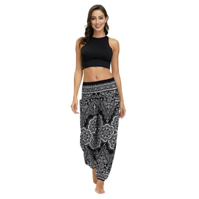 PERDONTOO Sarouel Homme Confortable - Pantalon Yoga Hippie Taille Élastique Unicolore Casual
