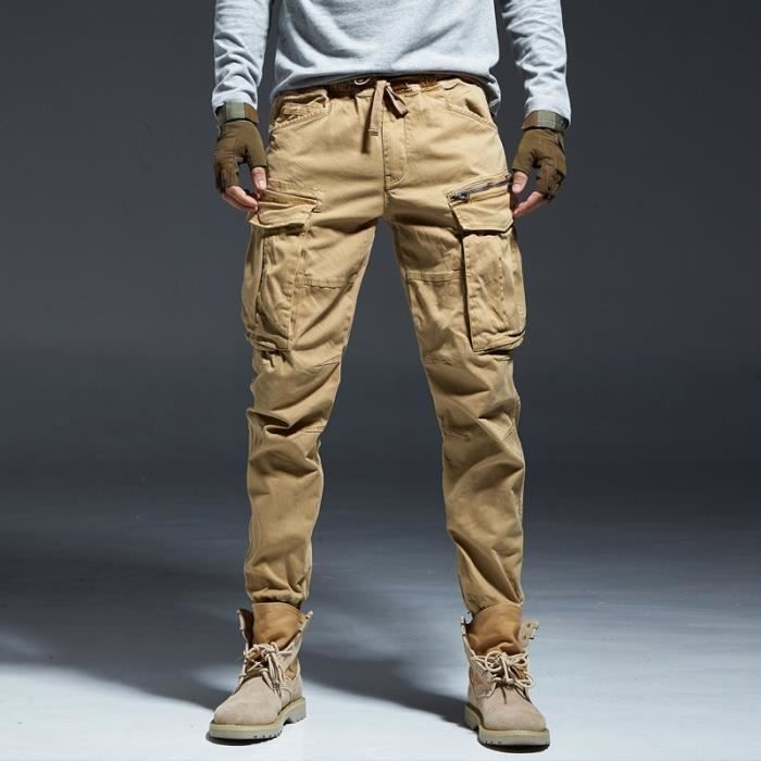 Pantalon Cargo Homme Brand Kruze - Jean Denim Avec Multiples Poches - Coupe Confortable