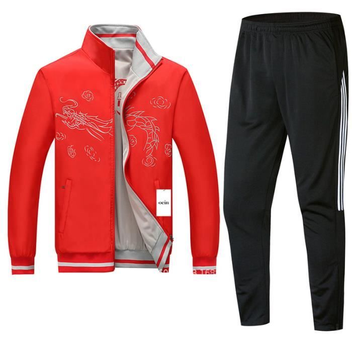 OEIN Ensemble Survetement Homme Fashion 2 Pieces Veste Hommes Et Pantalon Survetement Homme Marque Luxe Jogging Homme ONs33603 Rouge gris noir Cdiscount Pret a Porter