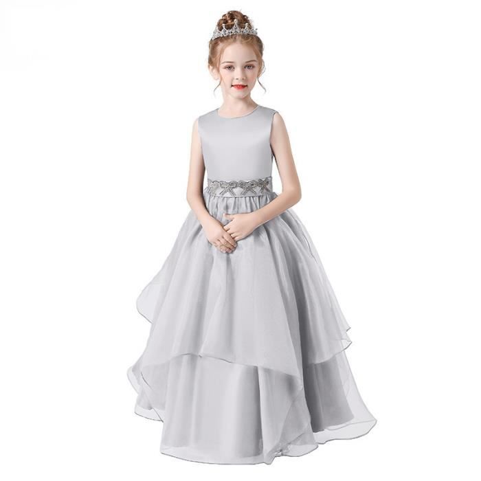 Robe Princesse Pour Fille 7-12 Ans - Sans Manches, Fluide, Col Rond - Idéale été, Anniversaire, Baptême