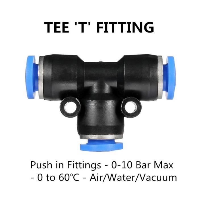 Raccord Pneumatique En T Sourcing Map - 4 Pièces, 6-10mm - Pour Systèmes Air
