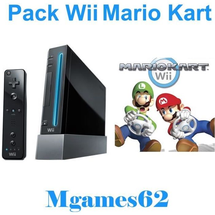 Console Wii Nintendo Noire Mario Kart Pack Mgames62 Cdiscount Jeux vidéo