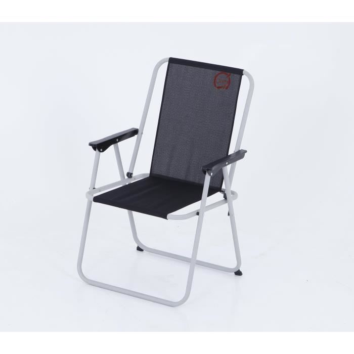 Fauteuil camping pliant Piccolo O'CAMP - Structure Pliable et Confortable - Couleur : Noir