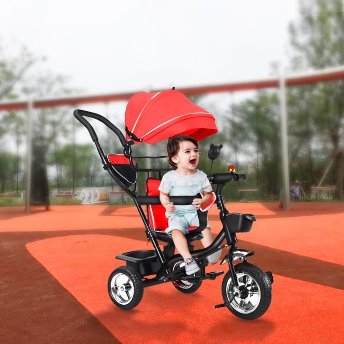 TRICYCLE BEBE 1- 3 ans AVEC PANIER AVANT ET COFFRE ARRIERE-VERT