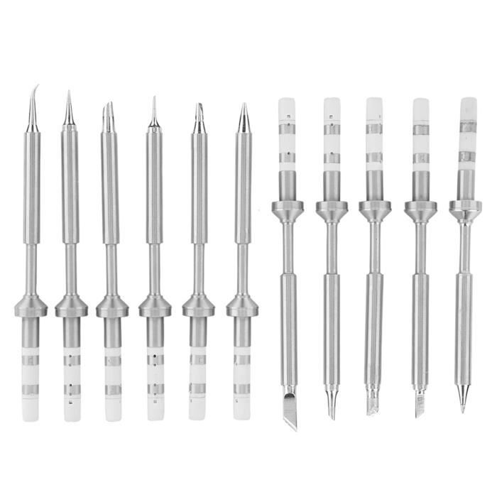TINMAGI Set De 7 Pointes Pour Fer à Souder TS100 - En Acier Inox, Noyau Chauffant, 7 Modèles Différents (TS-K, TS-KU, TS-B2, TS-I, TS-D24, TS-BC2, TS-C4)