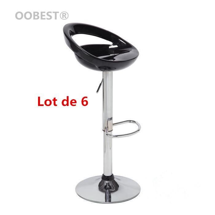 Tabourets de bar noirs OOBEST® - Lot de 3 - Réglable en hauteur - Structure en métal - Assise en ABS Tabourets de bar noirs OOBEST® - Lot de 3 - Réglable en hauteur - Structure en métal - Assise en ABS