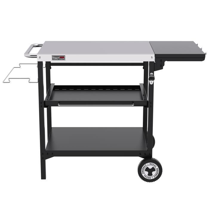 Desserte Extérieure pour Plancha-Royal Gourmet-Chariot pour BBQ avec Dessus de Table 70 x 50cm-Table dAppoint Pliable de 30 x 50cm