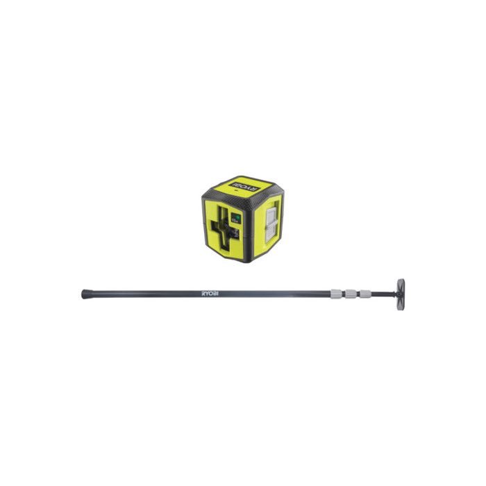 Pack RYOBI Laser croix RBCLLG2 15m de portée Canne télescopique RBCLTP1 320cm