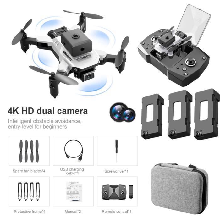 Simple-4K-Noir - Quadricoptère RC pliable pour enfants, Importateur E88