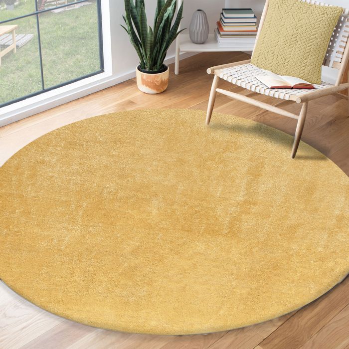 Tapis Rond - THE CARPET - Relax - Antidérapant - Lavable - 120 cm - Or