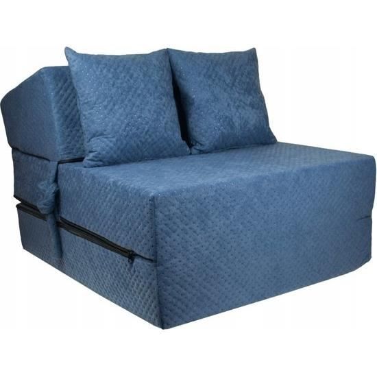 Matelas invité de luxe - bleu marine - matelas de camping - matelas de voyage - matelas pliable - 200 x 70 x 15 - avec oreillers