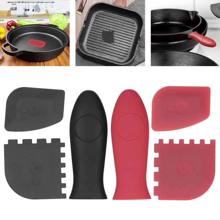 4 Pièces Poignées Silicone Pour Marmites Et Casseroles - Supports Anti-Brûlure Antidérapants - Protection Doigts Cuisson