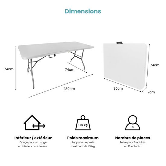 Ensemble de Table de Camping Pliable avec Cadre en Métal,Ensemble Table