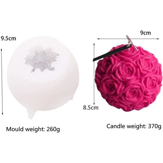 Lot De 2 Moules Silicone Cœur 3D Roses & Fleurs – Moule Savon, Bougie, Chocolat – Forme Amour