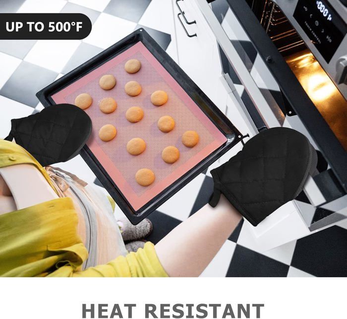 Paire De Gants De Cuisine Silicone Antidérapants - Résistants à La Chaleur (300°C), Intérieur Coton