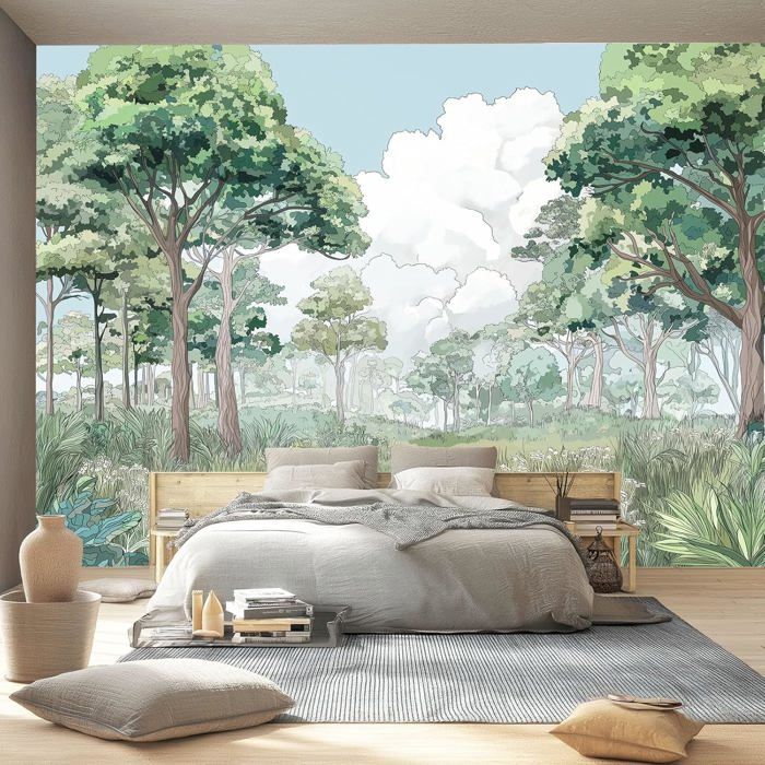 Papier Peint Panoramique 350x256cm,Style De Dessin Animé Poster Geant ...