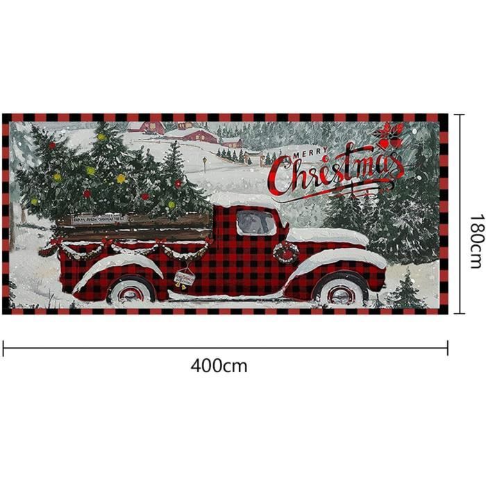 PEUTIER Bannière Porte Garage Noël 1,85x4m - Toile Fond Décoration Fête Extérieur Avec Corde