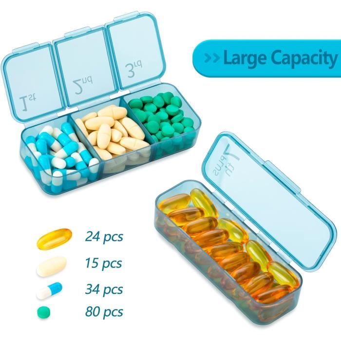 Pilulier De Voyage Zippé - Organisateur Médicaments/cosmétiques - Compact, Pliable (13x12cm) - Gabardine