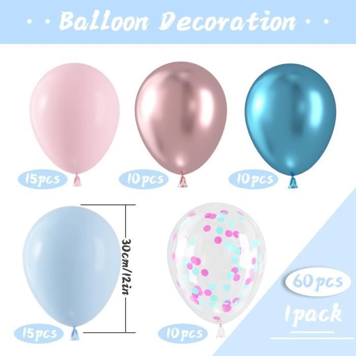 60 Ballons Rose Gold Et Confettis - Pour Anniversaire, Mariage - 12 Pouces, Avec Rubans - Déco Festive