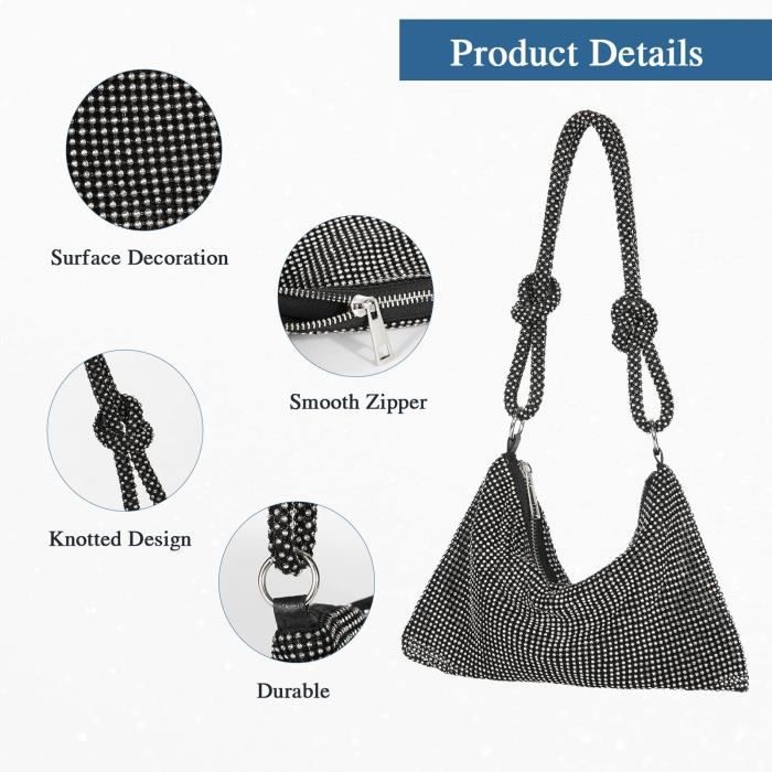 Pochette De Soirée Strass UBORSE - Sac Diamant élégant Pour Mariage Et Fêtes