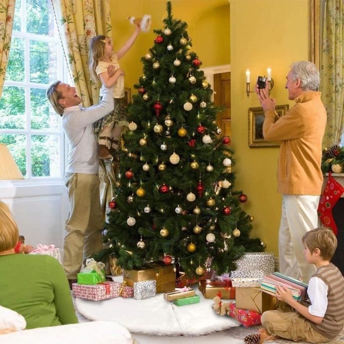 Jupe De Sapin De Noël En Fausse Fourrure Blanche - 90 Cm De Diamètre - Cache Le Pied, Décorative Et Lavable - 9