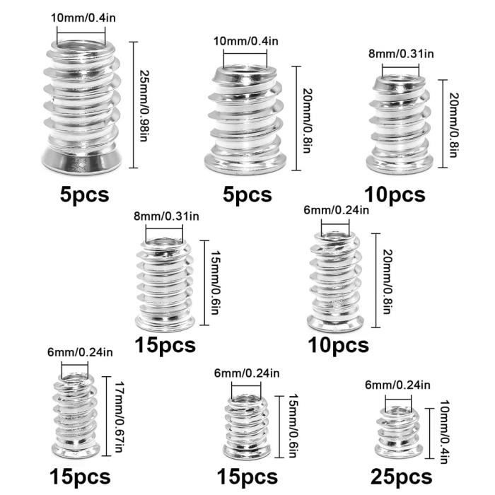 100 Vis à Tête Hexagonale Creuse (Inbus) Galvanisées SOTECH - Tailles M6, M8, M10, Longueurs 12-24 Mm