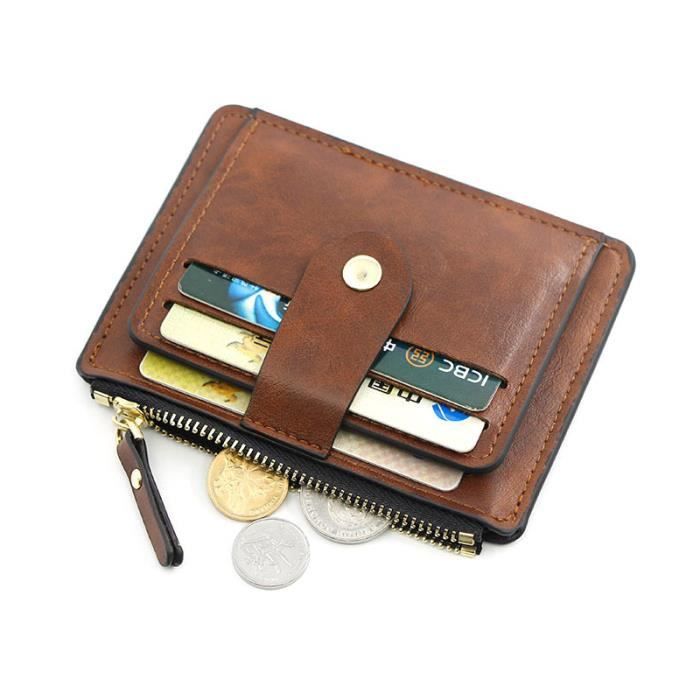 Porte-Cartes De Visite En Cuir PU AYCLIF - Portefeuille Slim Pour Cartes De Crédit - Noir