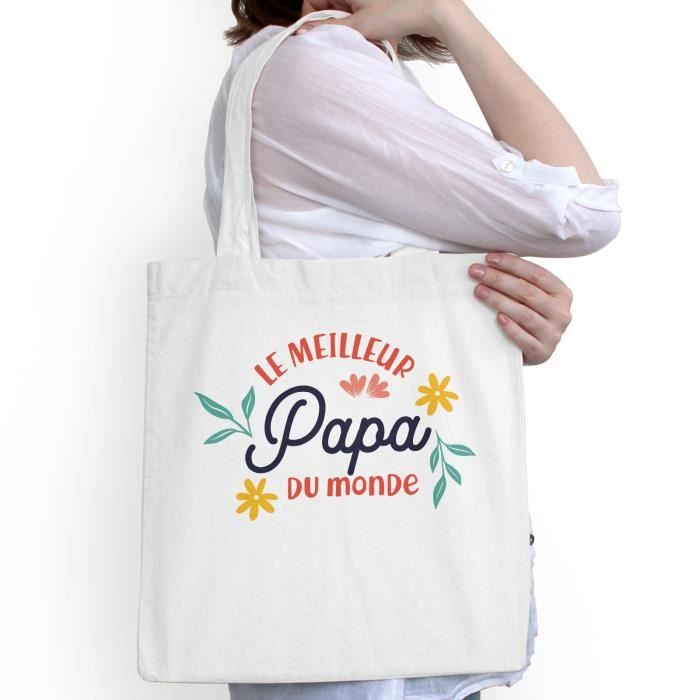 Grand Sac Shopping Plage "Super Papa" Rouge - Logo Super Héros, Solide Et Spacieux