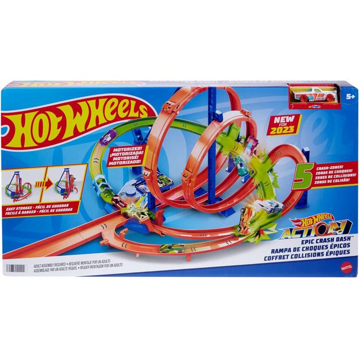 Hot Wheels Looping Infernal – Circuit En Tire-bouchon Avec Triple Looping, 3 Zones De Carambolage, 3 Lanceurs, Dès 4 Ans