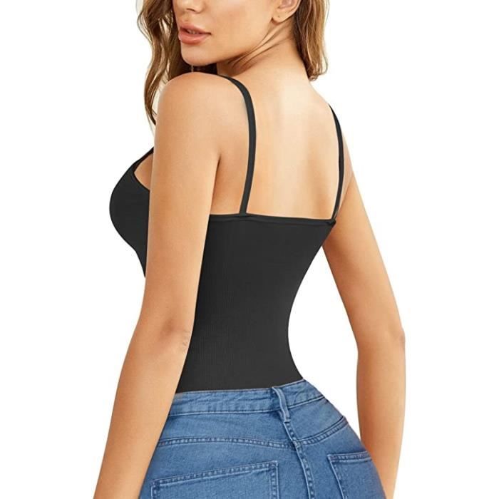 Bingrong Body Gainant Femme Gaine Ventre Plat Invisible Body Femme Sculptant Amincissant Sans Soudure Fajas Reductoras Minceur Bodysuit Shapewear Top (Noir, M-L