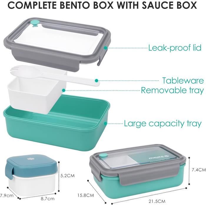Boîte à pain RVS avec couvercle en bois - Boîte à lunch Bento avec 2/3