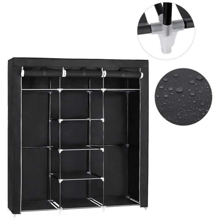 Armoire Penderie Bonnlo 175cm - Rangement Pliable Avec Étagères