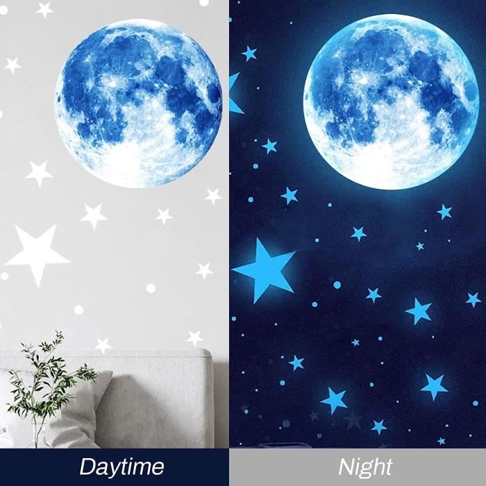 Lune Étoiles Lumineuses Stickers 5 Pcs Fluorescents Ciel Étoilé Stickers  Muraux Décoration De Plafond Fluorescent Autocollant[q2026] - Cdiscount  Maison