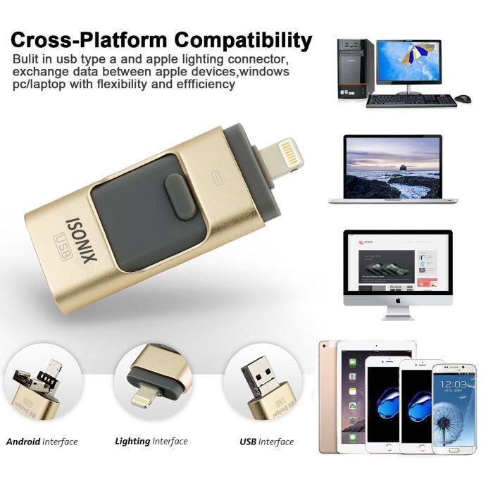 Clé USB 3.0 - Stockage externe - Pour iPhone, iPad - 64 Go - Compatible  avec n'importe quel modèle de PC-Pad-téléphones Android - No - Cdiscount  Informatique