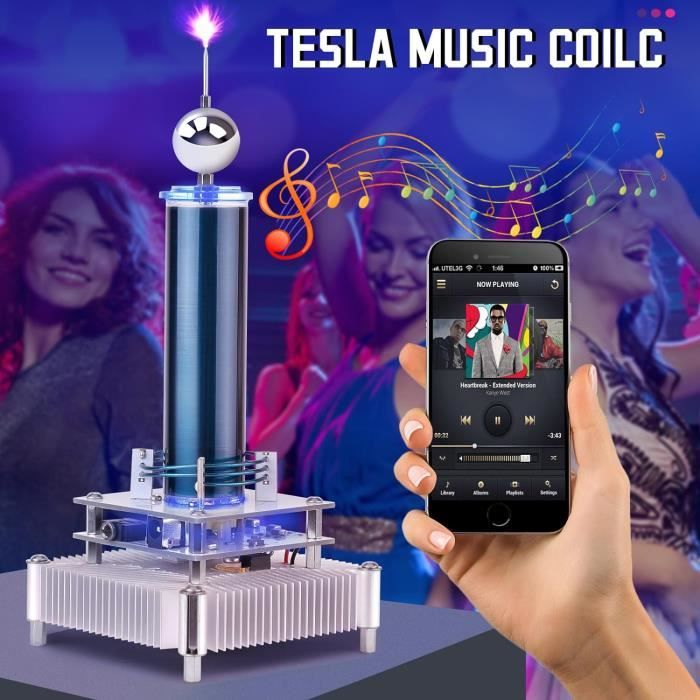 Bobine Tesla Musique Tesla bobine Plasma haut-parleur Transmission sans fil  du son alimentation solide Kit de bricolage prise - Cdiscount Auto