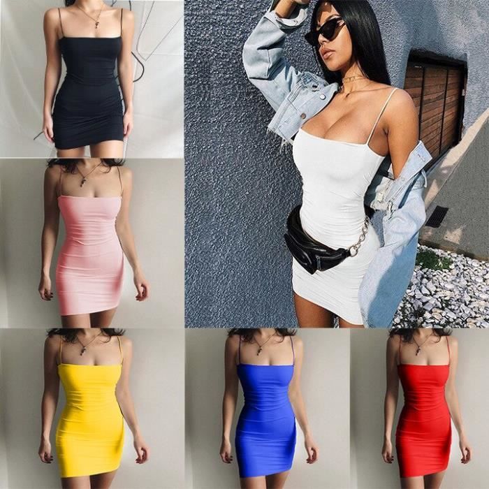 Mini Robe Femme Sexy Moulante Dos Nu - Bretelles - Grande Taille Chic Et Élégante Pour Vacances Et Quotidien