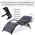Chaise longue - OUTSUNNY - Bain de Soleil transat design contemporain - Aluminium - Gris-3