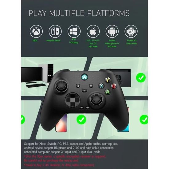 Noir tout - Manette de jeu sans fil pour contrôle Xbox One, série S, X,  manette de jeu pour PC, Steam, P1, 7, - Cdiscount Informatique