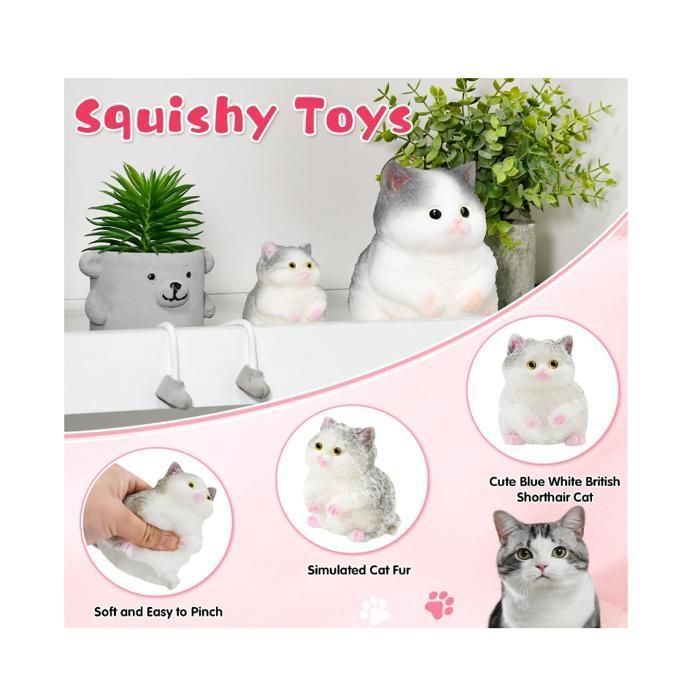 Jouet Squishy Chat Tout Doux – 2 Pièces, Patte De Chat Réaliste, Anti-Stress, Cadeau Enfant Dès 6 Ans (13 X 7 Cm)