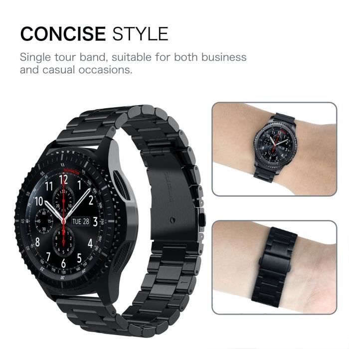 24mm Sliver Black Bracelet Pour Samsung Galaxy Watch En Acier Inoxydable 3 Amazfit Bip Gtr Cdiscount Telephonie