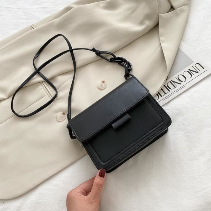 Noir Petit sac bandouli re l ger en cuir PU pour femme sac